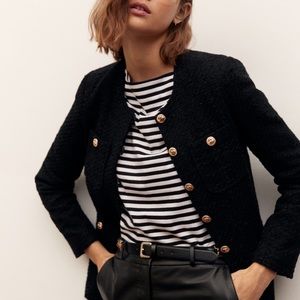 mango black tweed jacket